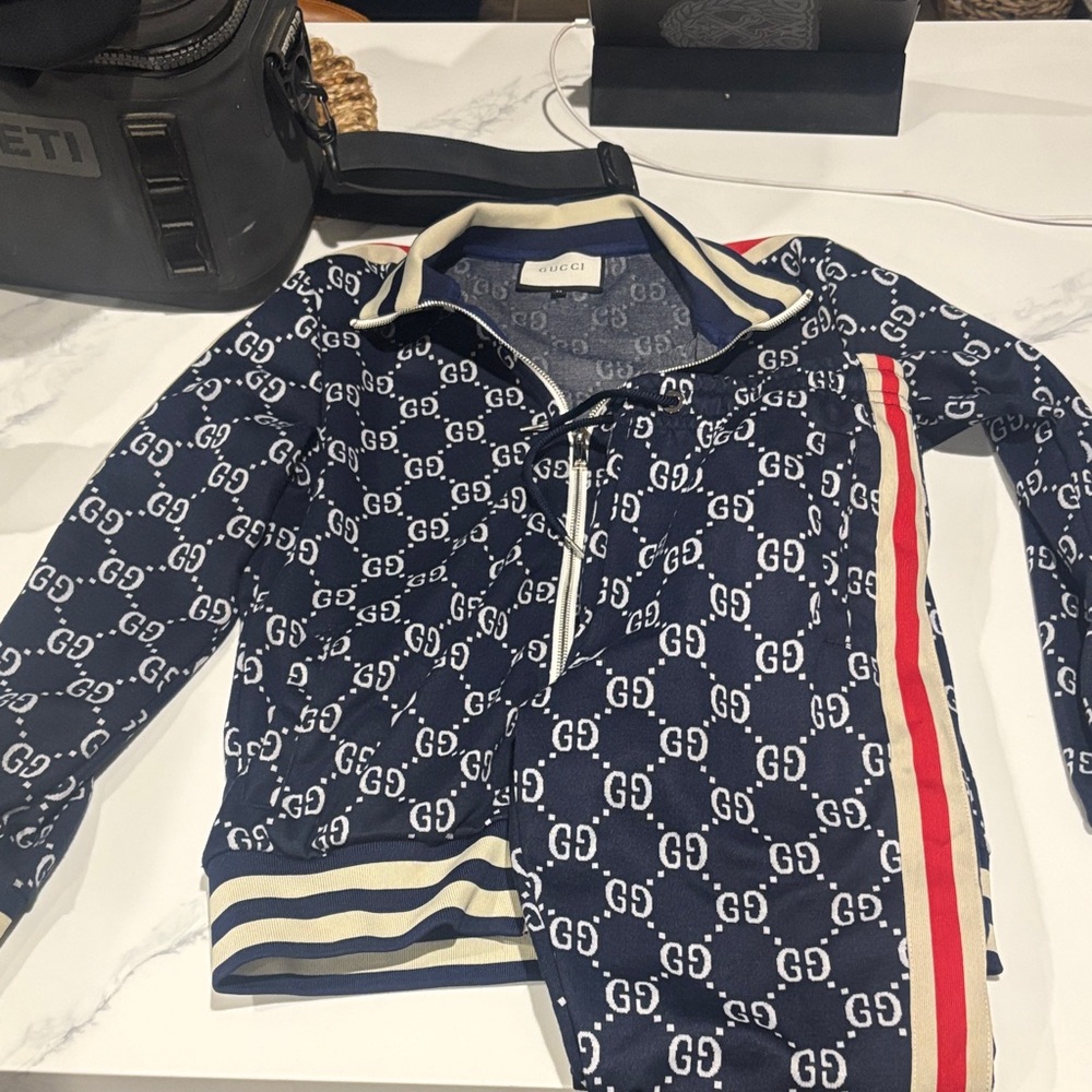 Gucci Navy Blue GG Pattern Men's tracksuit